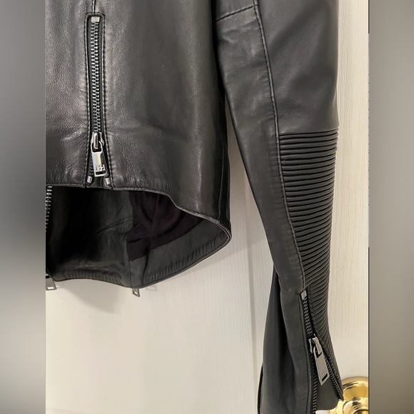 Haute Hippie Lambskin Leather Jacket 
w/ Studded Embellished Shoulders Sz Small - Picture 13 of 16